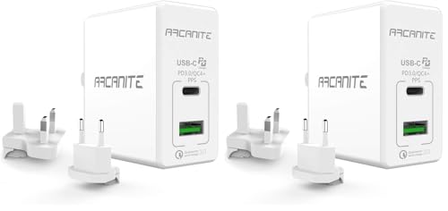Cargador USB de pared de carga rápida de 30W con USB-C y USB-A ARCANITE para viaje (Pack de 2)