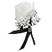 Perfeclan Mariage Mariée Demoiselle d'honneur Poignet Rose Boutonnière épingles Fleur Mariage Boutonnière Costume Broche Tenue Accessoires - Blanc et Vert foncé