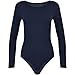 Produktbild Evoni Damen Body langarm I blickdichter Bodysuit mit Rundhals für Frauen I Langarmbody in verschiedenen Farben I Body Shaper aus Baumwolle I Jumpsuit M Dunkelblau