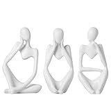 BrownLove 3pcs Decor White Thinker Statue Abstract Art Sculpture，Resin Collectible Figurines for Home Living Room Office Shelf Decoration