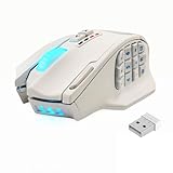 RED SAMURAI ゲーミングマウス 無線 有線両対応 2.4GHz MMO マウス サイドボタン付き RGBライティング 16000DPI 高精度センサー 18個プログラム可能ボタン Type-C充電式 ホワイト