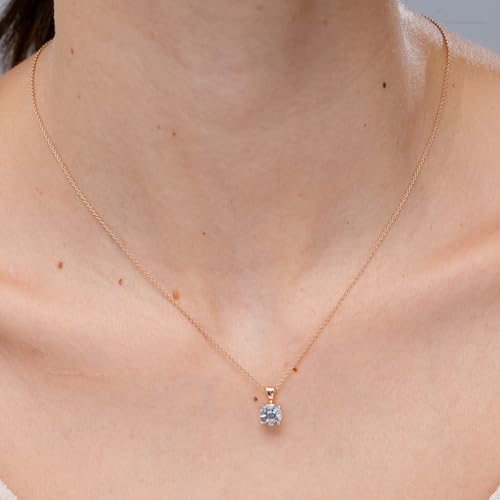 Angara Natural Aquamarine Solitaire Pendant for Women | Round Aquamarine Solitaire Pendant Necklace in 14K Solid Gold/Silver/Platinum | March Birthday, Anniversary, Gemstone Jewellery Gift3