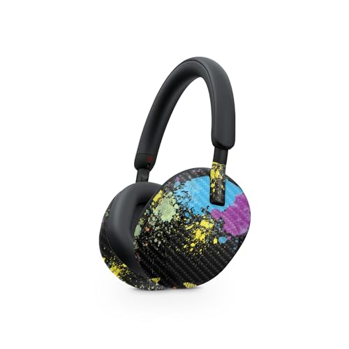 Image of MightySkins Carbon Fiber Skin Compatible with Sony WH-1000XM5 Headphones - Splatter | Protective, Durable Textured Carbon Fiber Finish | Easy to Apply, Remove, and Change Styles