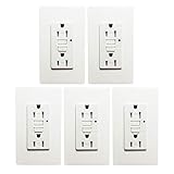 GFCI Wall Outlet -SECKATECH 15 Amp 125 Volt Tamper-Resistant Receptacle with Indicator Light,2 Nylon Wallplates, Screws,White. (5pack)