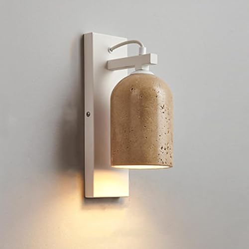 Aplique de pared estilo Wabi-sabi de travertino amarillo para mesita de noche, luz de pared decorativa estilo granja retro, lámpara de pared minimalista moderna para pasillo, accesorios de interior pa