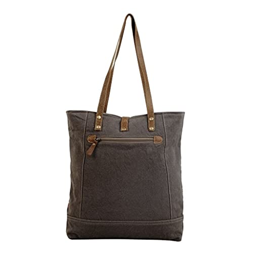 Myra Bag Enlaced Tote Bag Upcycled Cotton & Cowhide Leather S-28223
