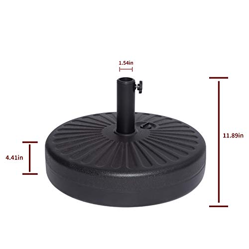 JEAOUIA Black Patio Umbrella Base Outdoor, Heavy Duty Offset Umbrella Holder Water Filled 50 LB Garden Steel Pole Round Base for 6 to 9Ft Sunshade Umbrellas for Yard, Garden and Beach - Thumbnail 2