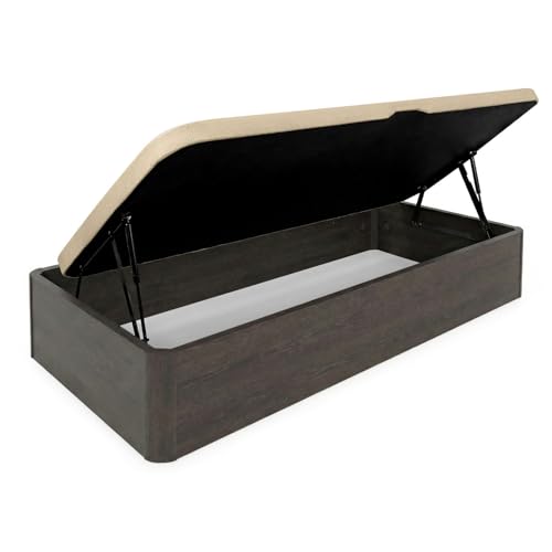 DUÉRMETE ONLINE - Canapé Abatible Lateral 105x190 cm Wengué | Gran Capacidad | Estructura Súper Reforzada | Tapa Transpirable 3D | Incluye Subida a Domicilio