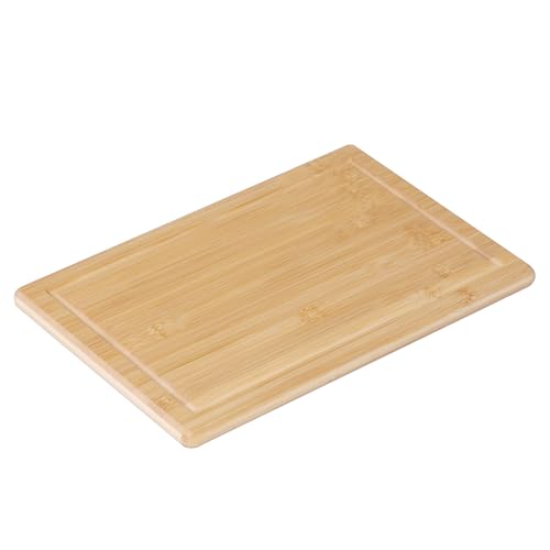 Relaxdays Tabla de Cortar de bambú con Canal para jugos, Antideslizante, 30 x 45 cm, Natural