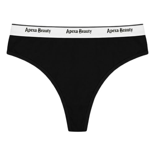 miznhaus Women's Thong Panty, Black, Branded Elastic Waistband-picture-39