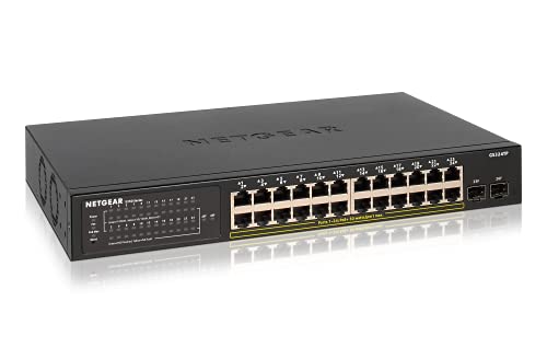 NETGEAR S350 Series 24-Port Gigabit PoE+ Ethernet Smart Managed Pro Switch with 2 SFP | 190W Rack-mountable | Technical Phone and Chat Support (GS324TP)