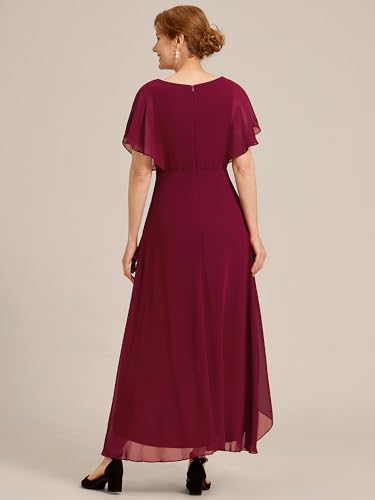 Image of Ever-Pretty Women's Formal Dress A Line V Neck Applique Waist Tea Length Wedding Guest Dress 02027