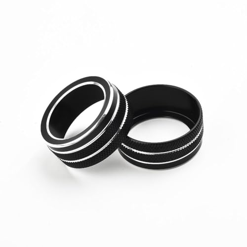 Risveglio Cubierta de aluminio negro para perilla de CA para 2019-2021, botón de control de aire acondicionado de consola media decorativo para anillo, 2 unidades