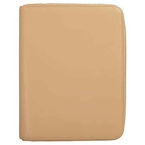 kikki.K Signature Edition Collection - A4 Leather Compendium in Birch, Features Notepad Slot, Refill Notepad, 3 Card Slots, Phone Slot, Rose Gold Zip Closure, 12.60" L x 9.84" W x 1.18" H Cover