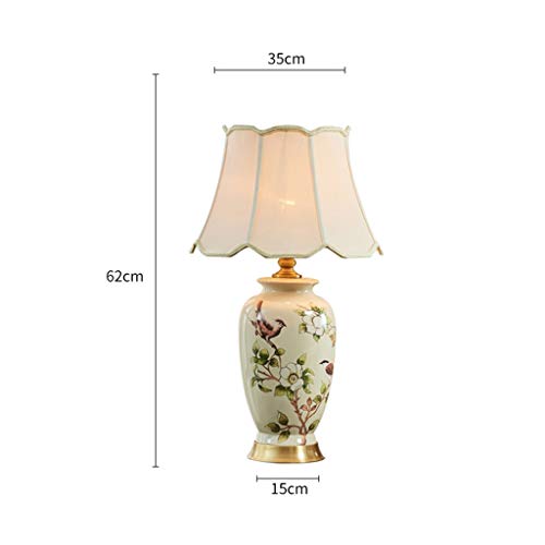 Zxzb Table Lamp Handmade Ceramic Desk Lamp, Flower Pattern Copper Base Desk Lamp Modern Style Simple Desk Lamp E27 Energy Saving Lamp Reading Lamp/A/35 * 62Cm #TOP1