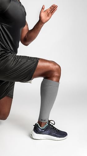 Image of KUE Compression Calf Sleeve | Men & Women|Gym, Sports & Fitness|Calf Support, Blood Circulation, Swelling, Shin Splints, Varicose Veins, Recovery|Combo Pack (Grey, L /XL)