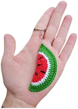Handmade Crochet Watermelon Keychain – Fruit Charms for Bags, Key...
