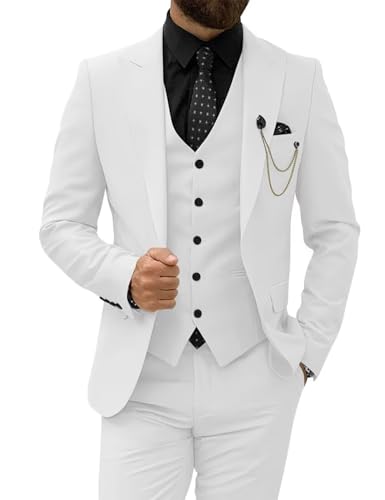 Mens Suit Slim Fit 3 Piece Suits for Men Wedding Suits Elegant Classic One Button Formal Prom Dinner Tuxedo