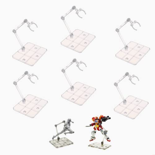 TSY TOOL 6 Pcs of HG144 Action Figure Stand Display Holder Base Doll Model Support Stand Compatible with 6 HG RG SD SHF Gundam 1/44 Toy Clear
