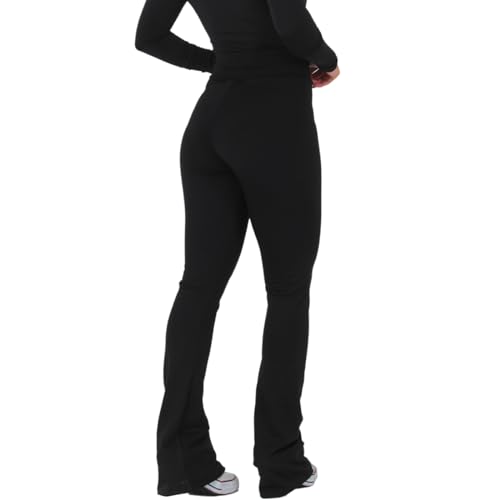 Kit com 2 Leggings Feminina Flares Suplex Cós Alto Click Mais Bonita (G, Preto)