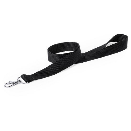 Siglo XXI Lanyard o cinta para acreditacion con mosqueton metalico, pack 10 unidades (negro)