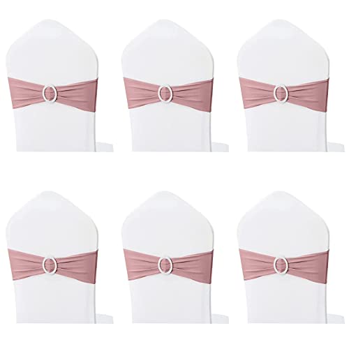 Forlush 6 Pezzi Fiocchi per Sedia Elastici, Fascia Coprisedia, Spandex Chair Covers, per Evento, Decorazione del Partito (Rosa)