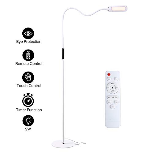 Lampadaire sur Pied Salon, Zanflare Lampadaire Led, Lampe Salon sur Pied avec Télécommande, Luminosité Réglable, pour Salon, Chambre, Bureau (blanche)
