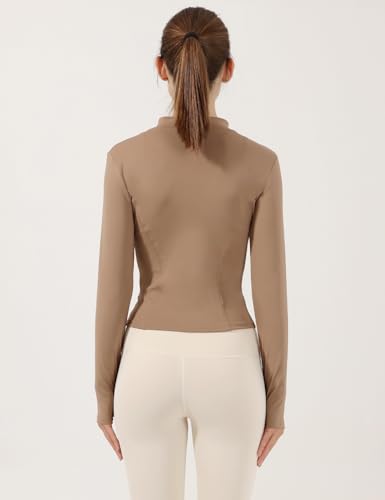 Image of Locachy Women's Lightweight Stretchy Workout Full Zip Running Track Jacket with Thumb Holes