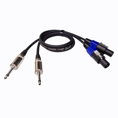 KOOKFJLLZ Speakon to 1/4 Speaker Cable, 3.3 Feet Professional 12 AWG Wire Audio Amplifier Speakon Cable, DJ/PA Speaker Cables Wire with Twist Lock (2-Packs)