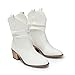 DREAM PAIRS Women's Modern Western Cowboy Boots, Mid Calf Round toe Chunky Heel Cowgirl Country Ankle Boots with Pull On Tabs,Size 7.5,White,SDMB2408W