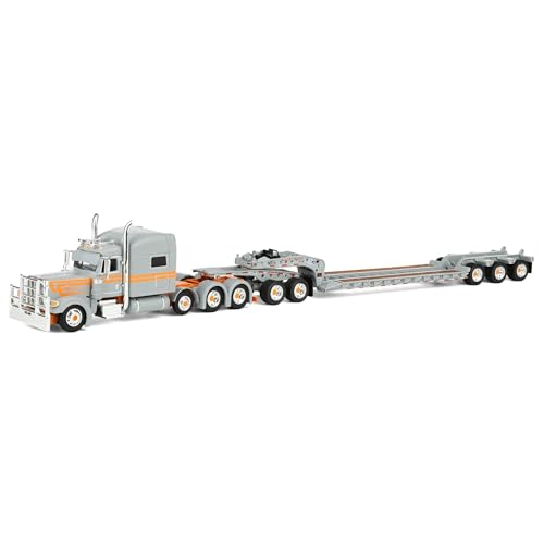 First Gear DCP 1/64 Peterbilt 389 Mid Roof Sleeper Semi Truck with Fontaine Magnitude Tri-Axle Lowboy Trailer Capitola Trucking Dealer Exclusive 60-2286