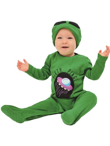 Smiffys Alien Baby, Green All In One & Hat, Halloween Child 