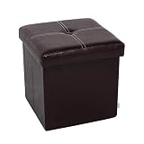 B FSOBEIIALEO Folding Storage Ottoman, Faux Leather Footrest Seat Coffee Table Toy Chest Kids, Brown