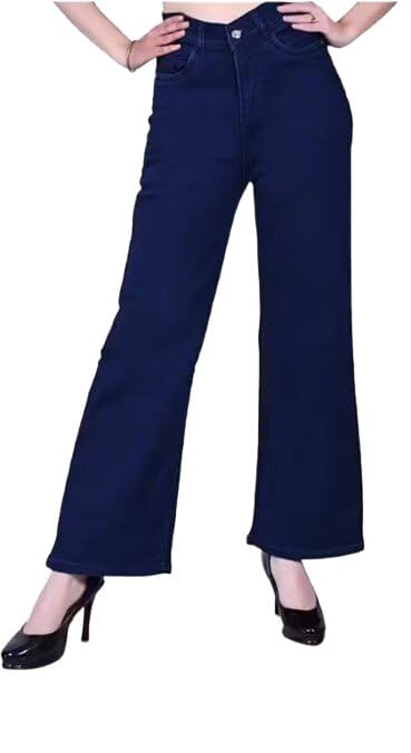 Soft Women Girls Relaxed Fit Jeans Straight Leg Cotton Blend Single Button Outfit-image-30