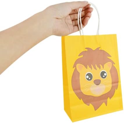 Animals Gift Bags 12Pcs Jungle Safari Zoo Paper Bags with Animal Stickers for Kids Baby Shower Birthday Party Favor