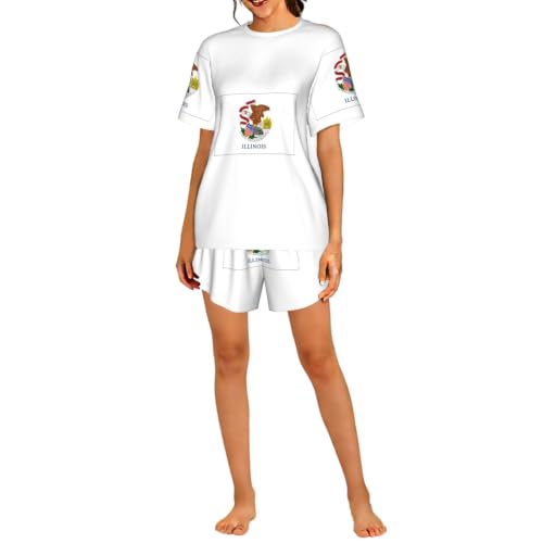Ensemble de pyjama manches courtes femme vêtement de nuit Illinois respirant