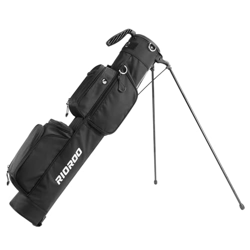RIOROO 3分割 ゴルフ スタンドバッグ セルフスタンド クラブケース キャディバッグ ゴルフバッグ 7~9本収納 自動引き込み 4ポケット 大容量 保冷ポケット付き サブバッグ ショートコース用 初心者 レディース メンズ