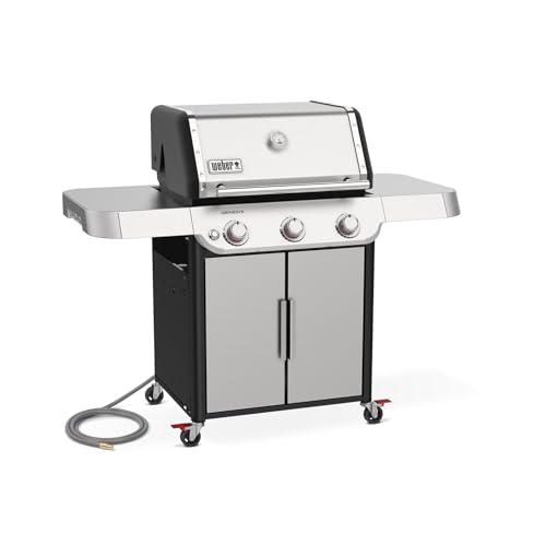 Image of Weber Genesis S-315 Natural Gas Grill for Outdoor Cooking, Stainless Steel, 3 Burners - Stainless Steel Cooking Grates & PureBlu Burners