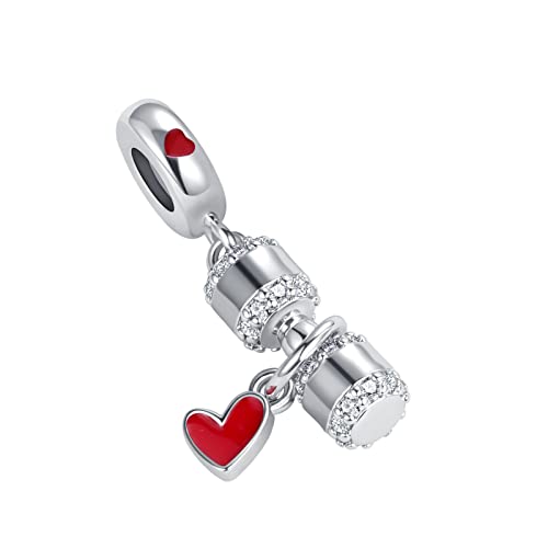 Image of Love Sports Charm Dumbbell Fitness Gym Workout Fir Life Bead Charms for Bracelet and Necklace