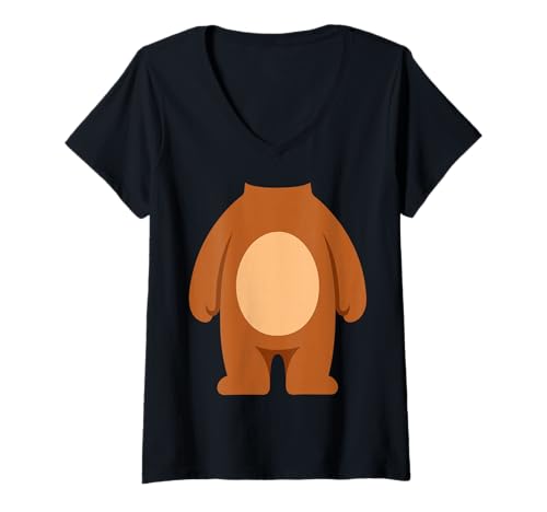 Women's Bear Costume Shirt Adult Kids Men Women Brown Bear Costume V-Neck T-Shirt