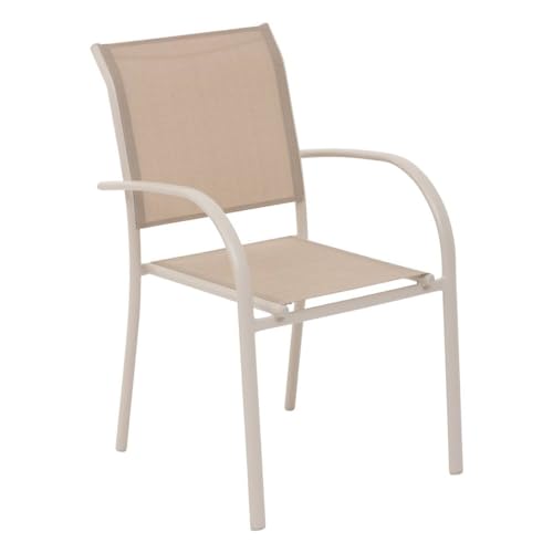 Hespéride - Fauteuil de Jardin Empilable Piazza Lin et Argile Anti-Rouille Texaline Léger...