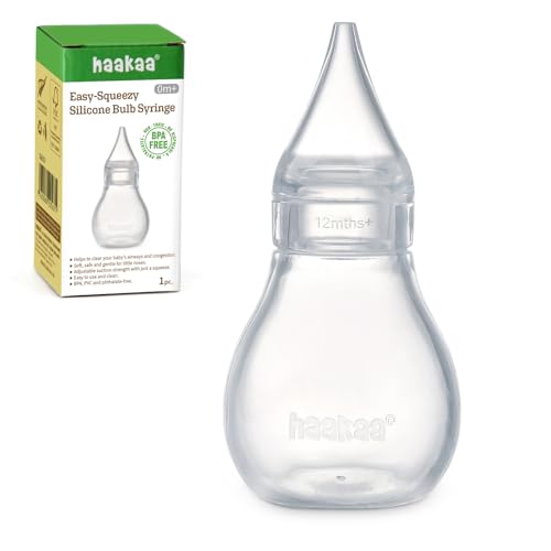 Image of Haakaa Silicone Baby Nasal Aspirator | Nose Bulb Syringe | Easy-Squeezy Baby Nose Cleaner, Newborn Infant &Toddler - BPA Free Silicone