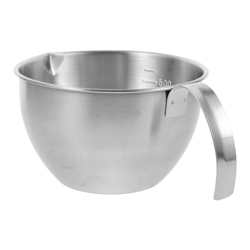 TEHAUX Edelstahlschüssel mit Griff 600ml Rührschüssel mit Skala und Spritzgeschütztem Design Praktische Salatschüssel für Küche