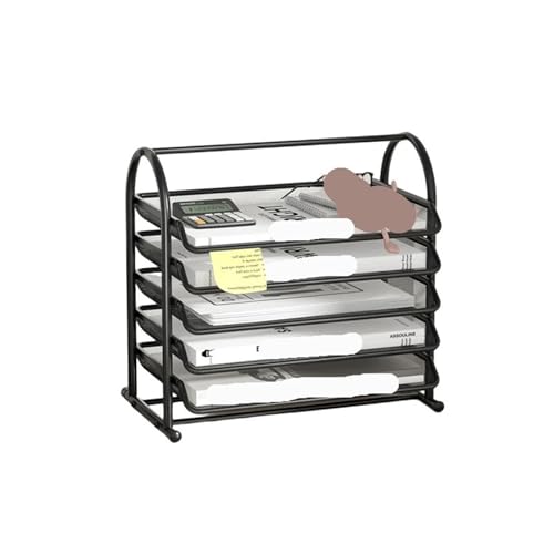 ZIHDKE Bandeja para Cartas Archivador de Malla de 5 Niveles, Bandeja organizadora con Soporte for revistas, Cartas, Documentos, Suministros de Escritorio de Oficina y hogar