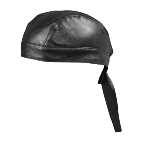 N? Zandana - Bandana da moto, in vera pelle, morbida, colore: nero, Nero , Taglia unica