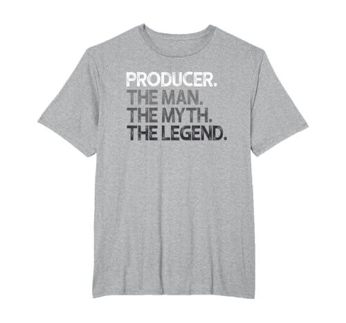 Producer Design Man Myth The Legend T-Shirt, Men's Big and Tall, Heather Grey, 3X Tall