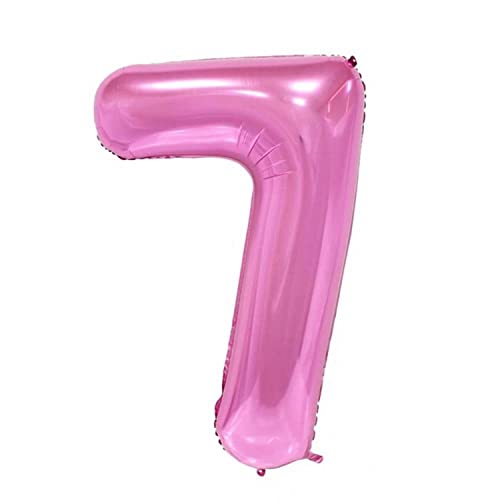 Kopper-24 Ballon gonflable chiffre 7, env. 100 cm, rose – Convient à l'hélium – Ballon XXL numéro géant pour fille garçon Décoration numéro géant fête mariage anniversaire d'enfant