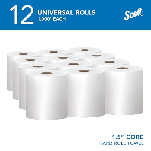 Image of Scott Professional Hard Roll Paper Towels, Bulk, 12 Rolls x 1000' (01000)