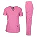 Dagacci Medical Uniform Women's Medical Scrub Set Top and Pant, ROSE PINK, S