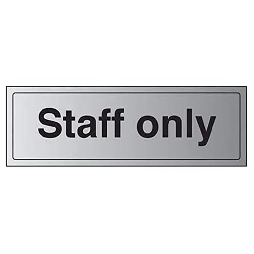 VSafety General door-personal endast skylt – 300 mm x 100 mm – självhäftande aluminiumeffekt